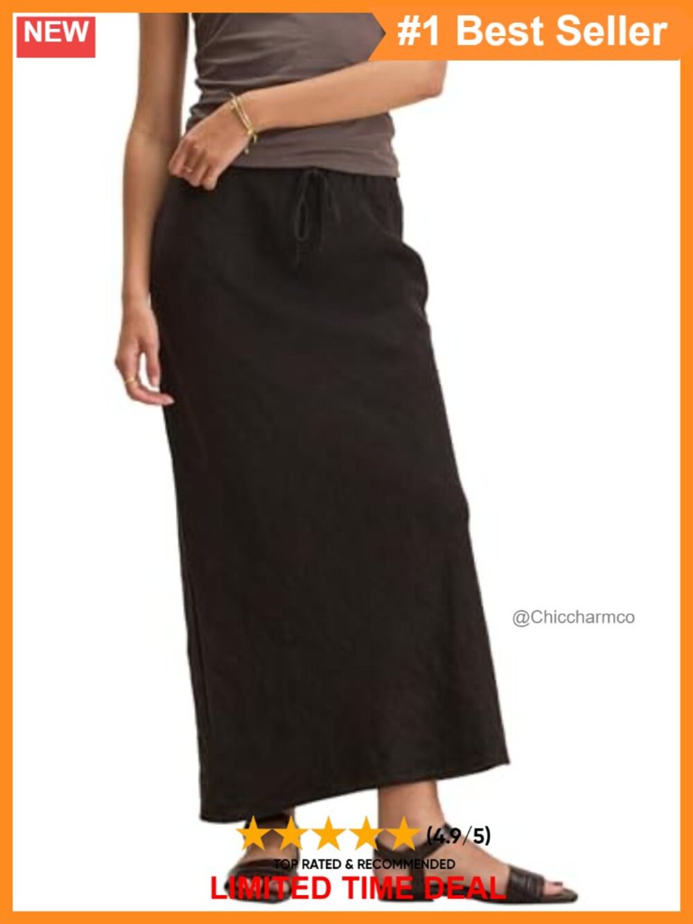 Heavy Linen Midi Bias Skirt Spring Summer Casual